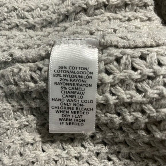 LOFT Gray Open Knit Cotton Camel Mock Neck Sweater - Picture 6 of 6